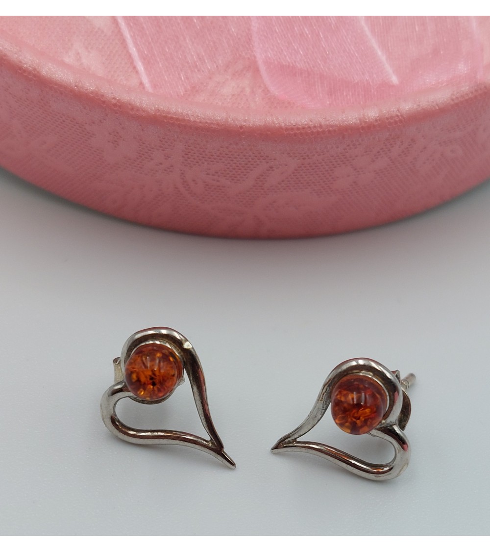 Paire De Boucles D'oreilles Fée Avec Pierre Ambre - Occasion - Modèle L42