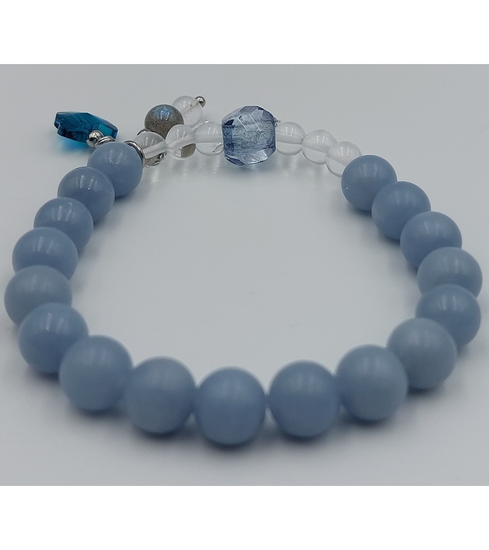 Bracelet Angélite bleue 8mm ou Anhydrite • Vente Suisse